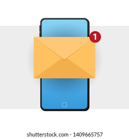 New message on the frameless smartphone screen