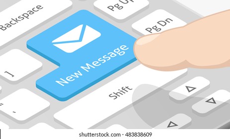 New Message on Keyboard with Email Icon