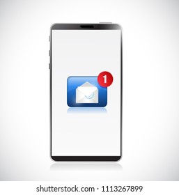 New message on mobile phone. Concept. Vector Illustration. isolated over white