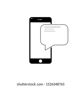 New message on phone. Black icon. EPS 10