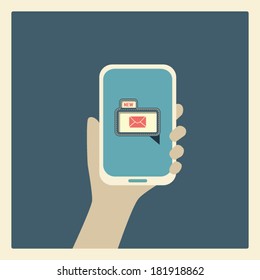 New message on smartphone abstract vector illustration. Eps10 vector.