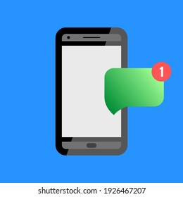 New message on smartphone icon. Vector icon of new message on phone in flat style. Icon for web design and graphic design. Vector icon.