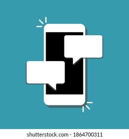 Nuevo mensaje en la pantalla del smartphone. Chat en la pantalla del smartphone. Concepto de notificación por correo electrónico.  Notificación de correo electrónico no leída. Ilustración vectorial. Chateando.