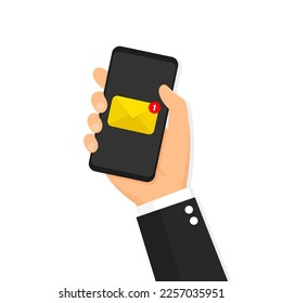 New message on the smartphone. Vector illustration.