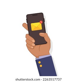 New message on the smartphone. Vector illustration 10 eps.