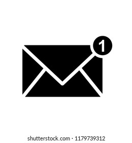 New Message, One new incoming message envelope with notification, vector object