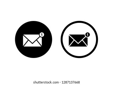 New Message, One new incoming message envelope with notification, vector object