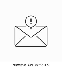 New message, picture of letter with exclamation mark vector icon. Email notification icon symbol vector