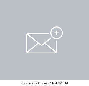 A new message, a picture of a letter with a plus sign, vector icon.