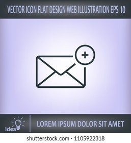 A new message, a picture of a letter with a plus sign, vector icon.