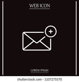 A new message, a picture of a letter with a plus sign, vector icon.