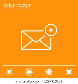 A new message, a picture of a letter with a plus sign, vector icon.