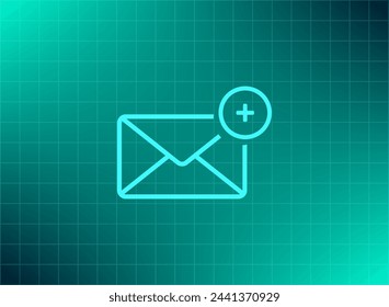 Un nuevo mensaje, una imagen de una carta con un signo más, icono vectorial.