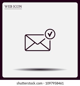 New message, a picture of the letter with a tick vector icon.