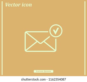 New message, a picture of the letter with a tick vector icon.
