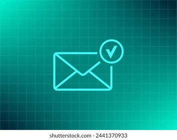 New message, a picture of the letter with a tick vector icon.