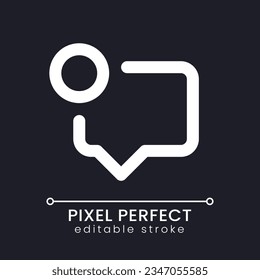 New message pixel perfect white linear ui icon for dark theme. Chat notification. Vector line pictogram. Isolated user interface symbol for night mode. Editable stroke. Poppins font used
