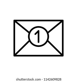 New Message reminder icon, simple design, stroke outline style. Line vector. Isolate on white background.