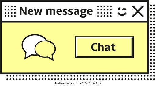 New message window. Retro messenger interface notification