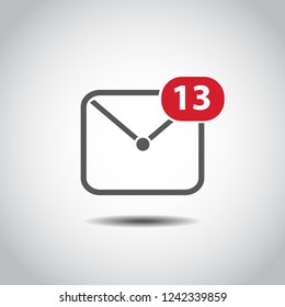 New messages icon with notification. Envelope with incoming message. Vector symbol. EPS10