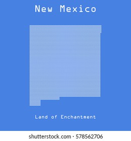 New Mexico abstract dots map with name of state. Dotted style. Vector illustration