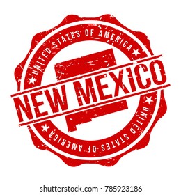 New Mexico America Original Stamp Design Vector Art Tourism Souvenir Round.