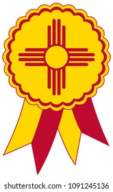 New Mexico Award Ribbon vector in the original national colours red and yellow.
Representing State of New Mexico in USA.