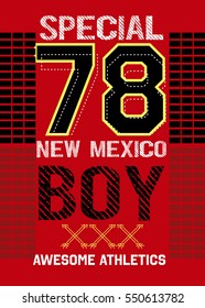 new mexico awesome athletics,t-shirt print poster vector illustration