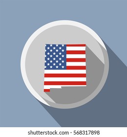 New Mexico black map. American flag.