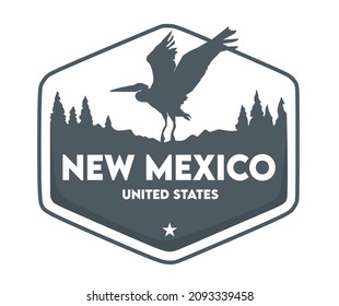 New Mexico with blue bird silhouette