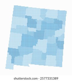 New Mexico dotted map. Digital style map of the state on white background. New Mexico shape with square dots. Colored dots style. Small size squares. Simple vector illustration.