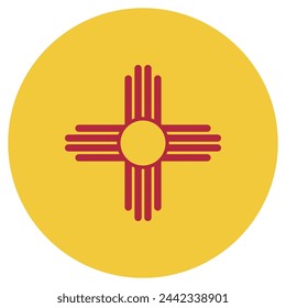 New Mexico flag. Button flag icon. Standard color. Circle icon flag. Computer illustration. Digital illustration. Vector illustration.