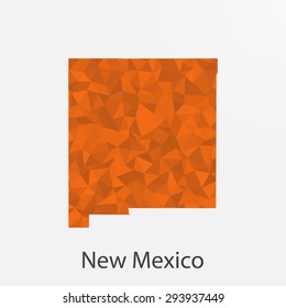 New Mexico flag map in geometric,mosaic polygonal style.Abstract tessellation,background. Low poly vector illustration EPS10