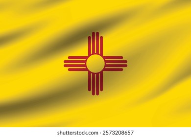 New Mexico flag official colors and proportion digital vector illustration. Pleated flag.