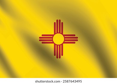 New Mexico flag official colors and proportion digital vector illustration. Waving flag.