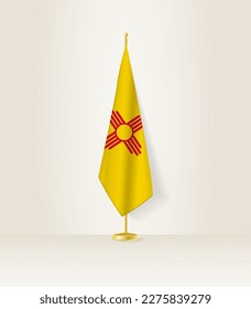 New Mexico flag on a flag stand. Vector illustration.