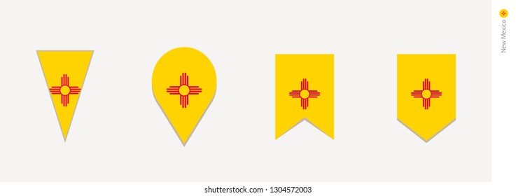 New Mexico flag in vertical design, vector illustration.