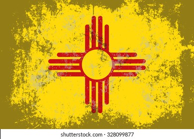 New Mexico grunge, old, scratched style state flag