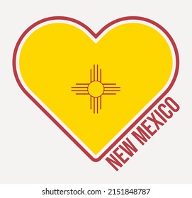 Bandera de la bandera del corazón de Nuevo México. Logotipo hecho con amor desde Nuevo México. Bandera de la forma cardíaca del estado de ee.uu. Ilustración vectorial.