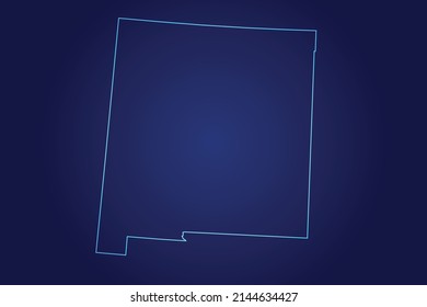 NEW MEXICO Map of Abstract High Detailed Glow Blue Map on Dark Background logo illustration	