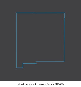 New Mexico map blue outline stroke line style