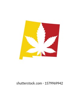 New Mexico Map With Cannabis Leaf Logo Vector 001