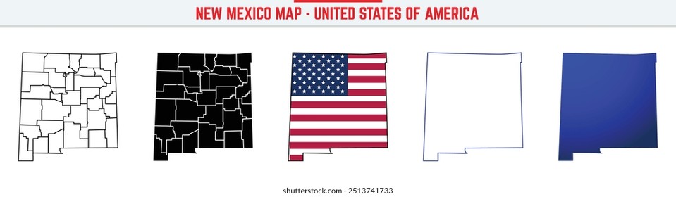 New Mexico Map with editable stroke icon. New Mexico USA State thin line icon, New Mexico map vector illustration, New Mexico, NM  silhouette vector map