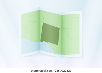 New Mexico map, folded paper with New Mexico map. Vector illustration.