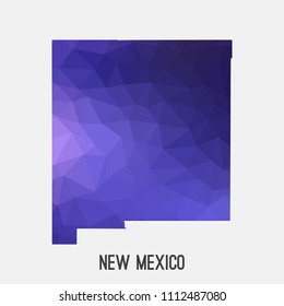 New Mexico map in geometric polygonal,mosaic style.Abstract tessellation,modern design background,low poly. Geometric cover, mockup. Vector illustration.