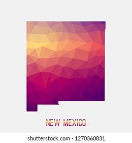 New Mexico map in geometric polygonal,mosaic style.Abstract tessellation,modern design background,low poly. Geometric cover, mockup. Vector illustration.