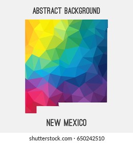 New Mexico map in geometric polygonal,mosaic style in rainbow colors.Abstract tessellation,modern design background,low poly. Vector illustration.