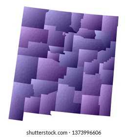 New Mexico map. Geometric style US state outline with counties. Delicate violet vector illustration.