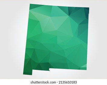 NEW MEXICO Map Green Color on white background polygonal
