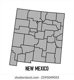 New Mexico map in grey style isolated on white background. Vector illustration.	